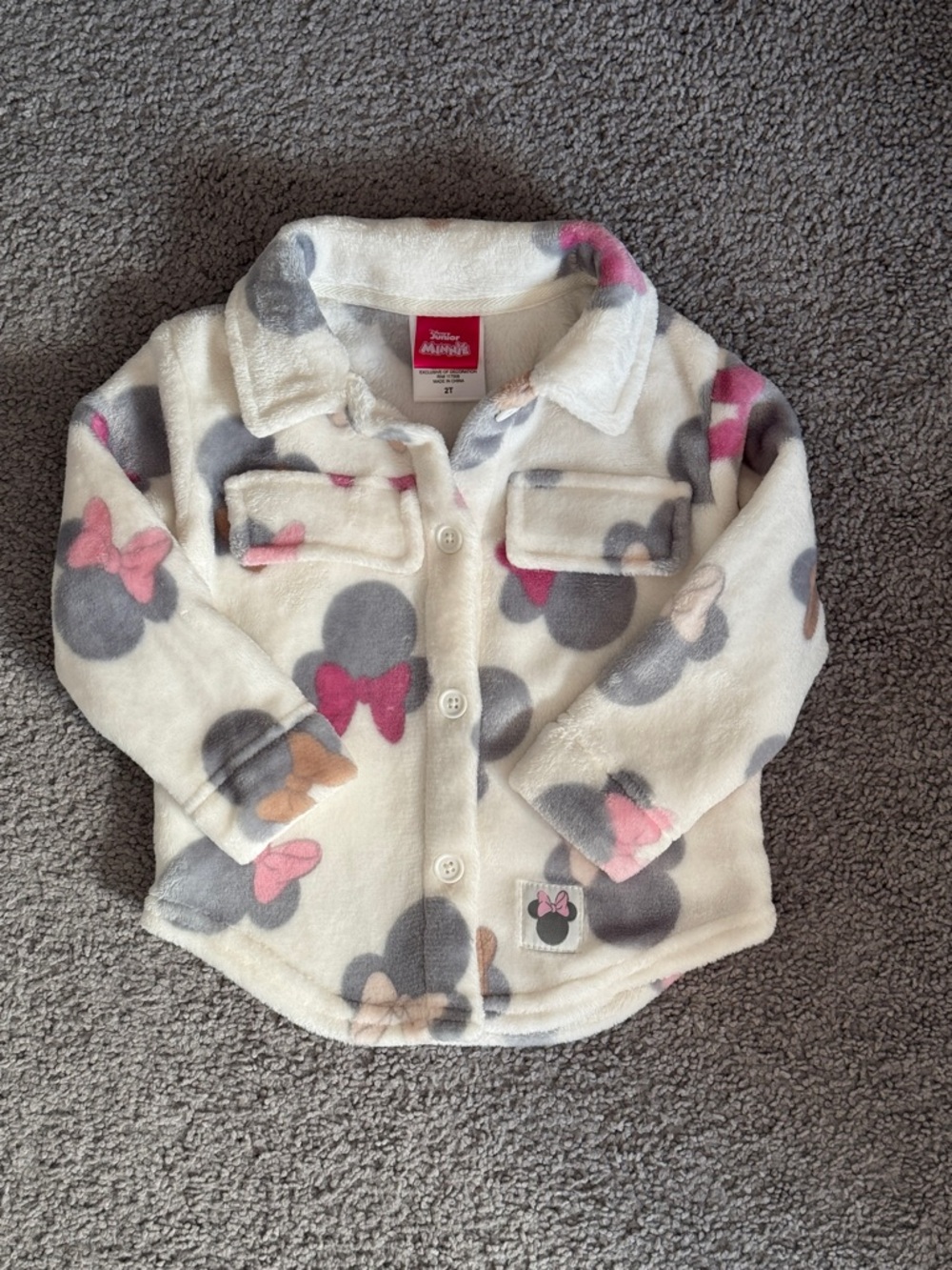 Disney Minnie Mouse Cozy Fleece Shirt Jacket - 2T (Never Worn)
